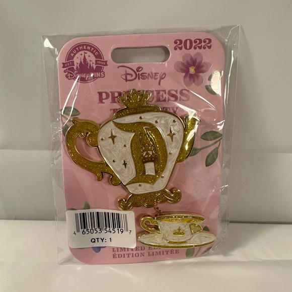 Disneyland Teapot and Teacup Princess Tea Party Gold and White Pin Set NWT - Picture 3 of 5